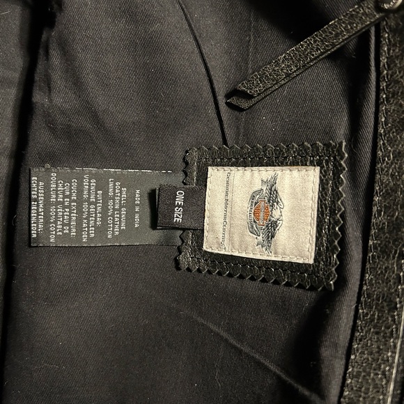 Vintage HARLEY DAVIDSON Black Leather Logo Tote / Messenger Bag / Purse - Picture 6 of 9